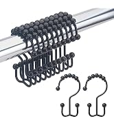 Amazer Shower Curtain Rings, Rust-Resistant Metal Double Shower Hooks for Curtain Rolling Shower ...