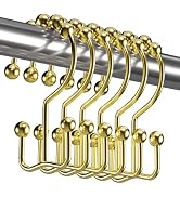 Titanker Gold Shower Curtain Hooks Rings, Rust-Resistant Metal Double Glide Shower Hooks Rings fo...