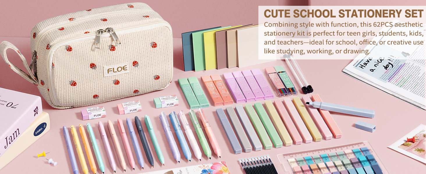 aesthetic back to school supplies college preppy stuff for students girl cute stationary set