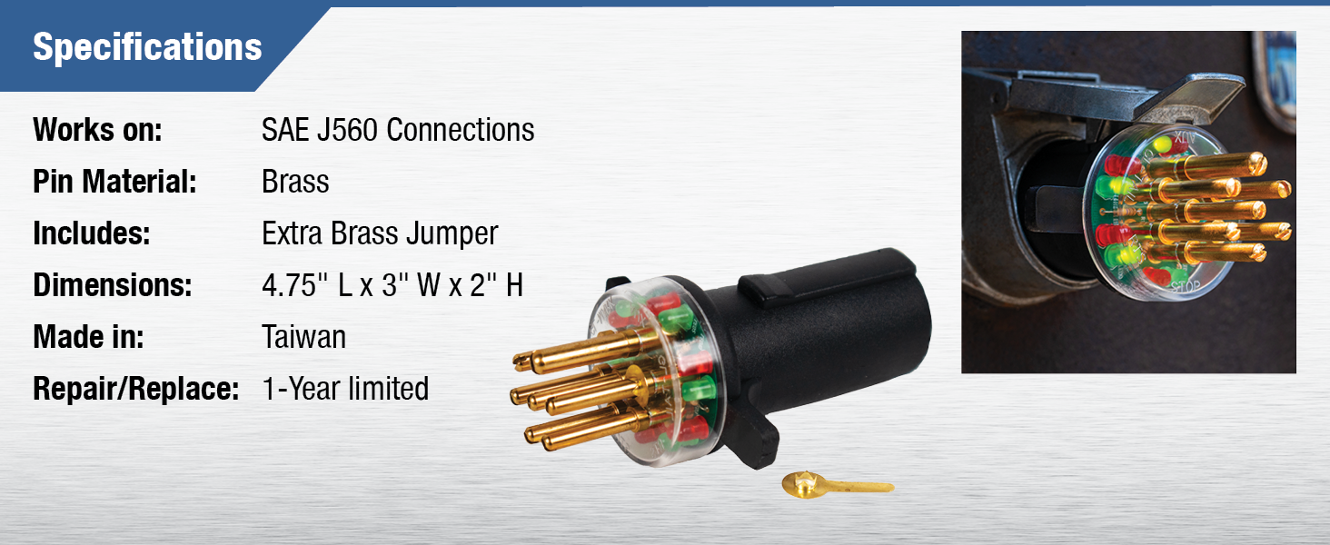 Circuit Chaser works with SAE J560 Connections - 7-way round pin