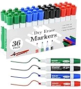 SUQJOY Dry Erase Markers, Bullet Tip Whiteboard Markers, Low Odor Thick Dry Markers, 36 Bulk 4 As...