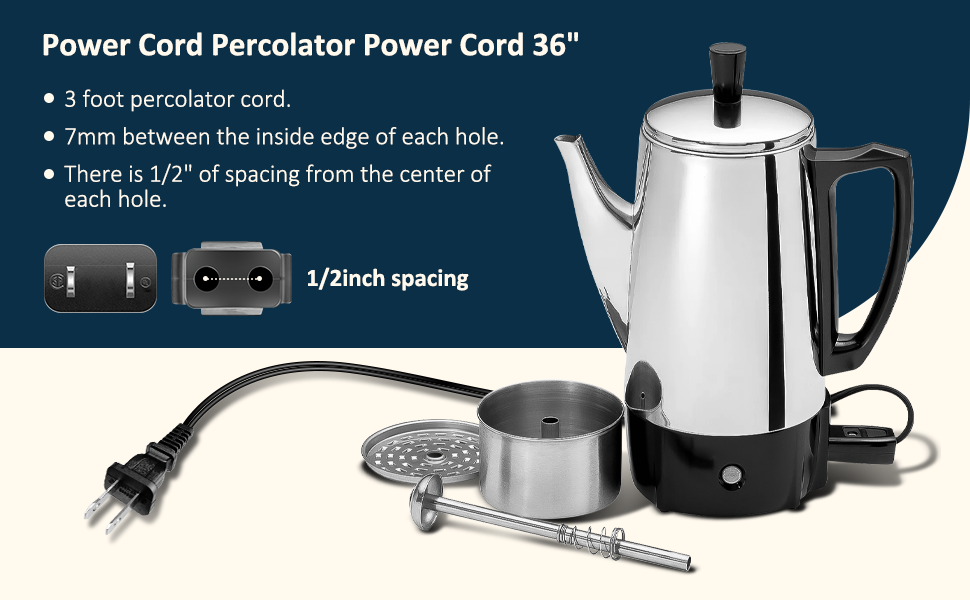 Replacement Power Cord for Presto Percolator Presto Percolator Power Cord