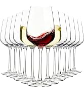 YARYOUNG 15oz Wine Glasses Set of 12, Thickened Stemmed Glasses for Red/White Wine, Heavy Base Cl...