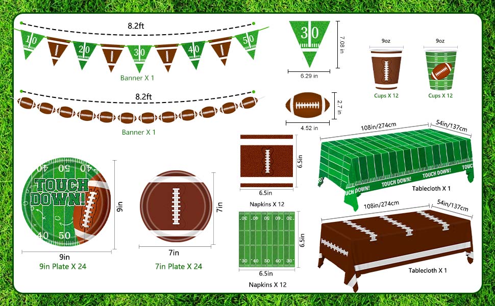 football plates and napkins