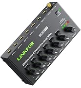 LiNKFOR 6 Channel Audio Mixer, Ultra-compact 6 Channel Bass Noise Line Stereo Audio Mixer for Sma...