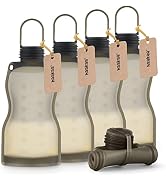 haakaa Silicone Breast Milk Storage Bag 9 oz- Reusable Milk Collector Freezer Bag for Breastfeedi...