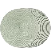 FunWheat Round Braided Placemats Set of 8 Table Mats for Dining Tables Washable Non-Slip Place ma...