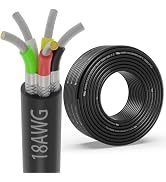 18 Gauge 5 Conductor Shielded Wire 25FT, UL2464 18 AWG CNC 5 Wire Cable Tinned Copper Stranded 18...