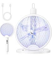 YISSVIC 2 in 1 Mosquito Killer Racket, 4000V Foldable Electric Fly Swatter | Charging Base & Attr...