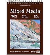 Mixed Media Sketch Pad, 9 x 12 inches, 60 Sheets (98lb/160gsm) Heavyweight Drawing Papers, Top Sp...