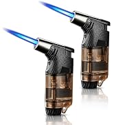2 Pack Jet Flame Torch Lighter, Refillable Butane Lighter with Visible Fuel Window, Adjustable Wi...