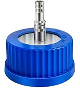 1-Port 304 Stainless Steel GL45 Safety Bottle Cap, Laboratory Liquid Mobile Phase Filling Caps, 8...