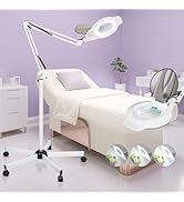 NUEYiO 10X Magnifying Glass with Light and Stand, 2200 Lumens Dimmable Magnifying Floor Lamp, 2-i...
