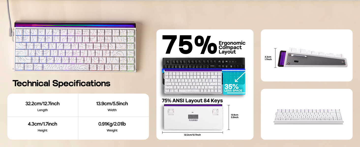 Hall Effect Keyboard with Neon RGB Light Box