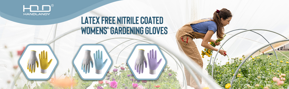 Latex Free Nitrile Coated Womens' Gardening Gloves