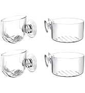 Enyolidimk 4Pcs Aquarium Plant Pot, Glass Fish Tank Planter with Suction Cups, Plants Holder Deco...