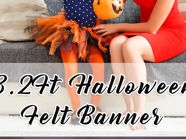 WH5112 8.2Ft Halloween Banner Felt Bats Balls Banner