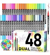 TBC The Best Crafts Dual Tip Brush Markers, 48 Colors Art Markers for Adult Coloring Books, Doubl...