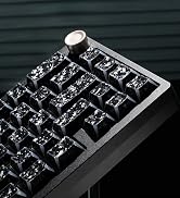 Womier Double Shot PBT Keycaps, Shine Through Black Forged Carbon Pattern | 136 Keys Custom Keyca...