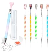 Ruetail Wax Pencil for Rhinestones, Gem Picker Tool with 6 Extra Wax Tips and 5Pcs Dual-ended Nai...