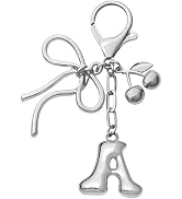 Snycler Bubble Initial Keychain All-Metal Cherry Bow for bags car remote–A-Z Letter Charms for Women