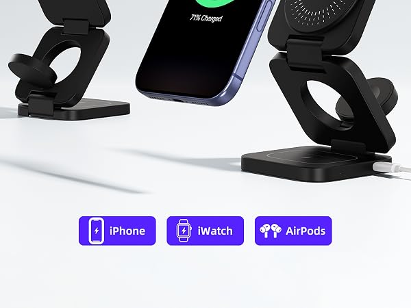 compatible with magsafe charger stand for apple 3 in 1 wireless charging station