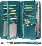 SENDEFN Wallets for Women Leather Credit Card Holder with RFID Blocking Large Capacity Wristlet