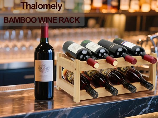 2 Tier Bamboo Wine Rack for Countertop, 8Bottles Wine Storage Shelf