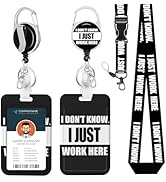 Badge Holder Lanyard Just Work Here ID Card Holders Detachable Name Tag Clips Cute Funny Nurse Te...