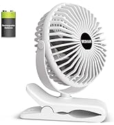 BESKAR Portable Clip on Fan Rechargeable, 4 Speeds Small Battery Operated Fan, USB Desk Fan with ...