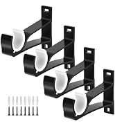 TOKPLNU Curtain Rod Bracket, Heavy Duty Curtain Rod Holders Black 4 Pack Curtain Rod Hooks Hanger...