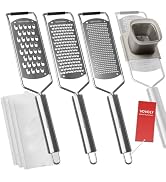 Vovoly 4-Pcs Pro Set Zester Grater Set, Cheese Grater with Razor-Sharp Stainless Steel Blade, Fin...