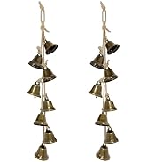 2 Pack 15.75 Inches Witch Bells for Door Knob, Brass-Colored Iron Bell Strings with 8 Bells, Witc...