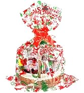 SUREHOME Cellophane Bags for Gift Baskets, 10 Pcs 30 x 40 Inch Clear Gift Bags with Pull Bow Ribb...