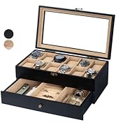 Exper City Watch Box, Watch Case for Men Women with Large Glass Lid, Wooden Watch Display Storage...