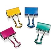 Officemate 31054 Easy Grip Medium Binder Clips, 6 packs of 12 clips each, assorted metallic colors.