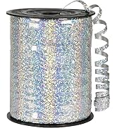 OMISELIO Silver Curling Ribbon, 500 Yard Shiny Metallic Silver - Curly, Thin 3/16" for Gift Wrapp...