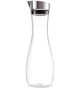 Water Pitcher, 1.2L Clear Plastic Acrylic Carafe, Water Carafe Water Container Juice Jug with Lid...