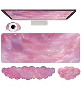 Cloud Mouse Pad Keyboard Wrist Rest 4PCS Galaxy Space Extended Large Desk Mat Pad Set Memory Foam...