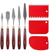 CONDA 5 Pcs Palette Knife Painting with 3 Plastic Scrapers, Stainless Steel Spatula Palette Knife...