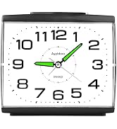 DTKID Alarm Clock Bedside Silent Non Ticking,Large Display Analogue Clock with Night Light,Batter...