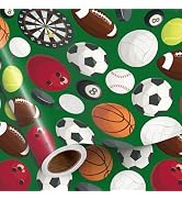 RUSPEPA Sports Ball Wrapping Paper Roll for Boys, Mini Roll, Soccer, Basketball, Football, Tennis...