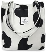 TELLUMO Fashion Corduroy Tote Bag Cow Print Bag Purses for Women Teen Girls with Inner Pocket