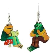 Frog Earrings For Women, Asymmetrical Think Animal Book Fun Unique Creative Animal Dangling Trend...