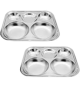 Korean Stainless Steel Divided Plates for Adults, Teens, Premium 304, Electro-Polished, No Black ...