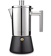Easyworkz Diego Stovetop Espresso Maker Stainless Steel Italian Coffee Machine Maker 4Cup 6.8 oz ...