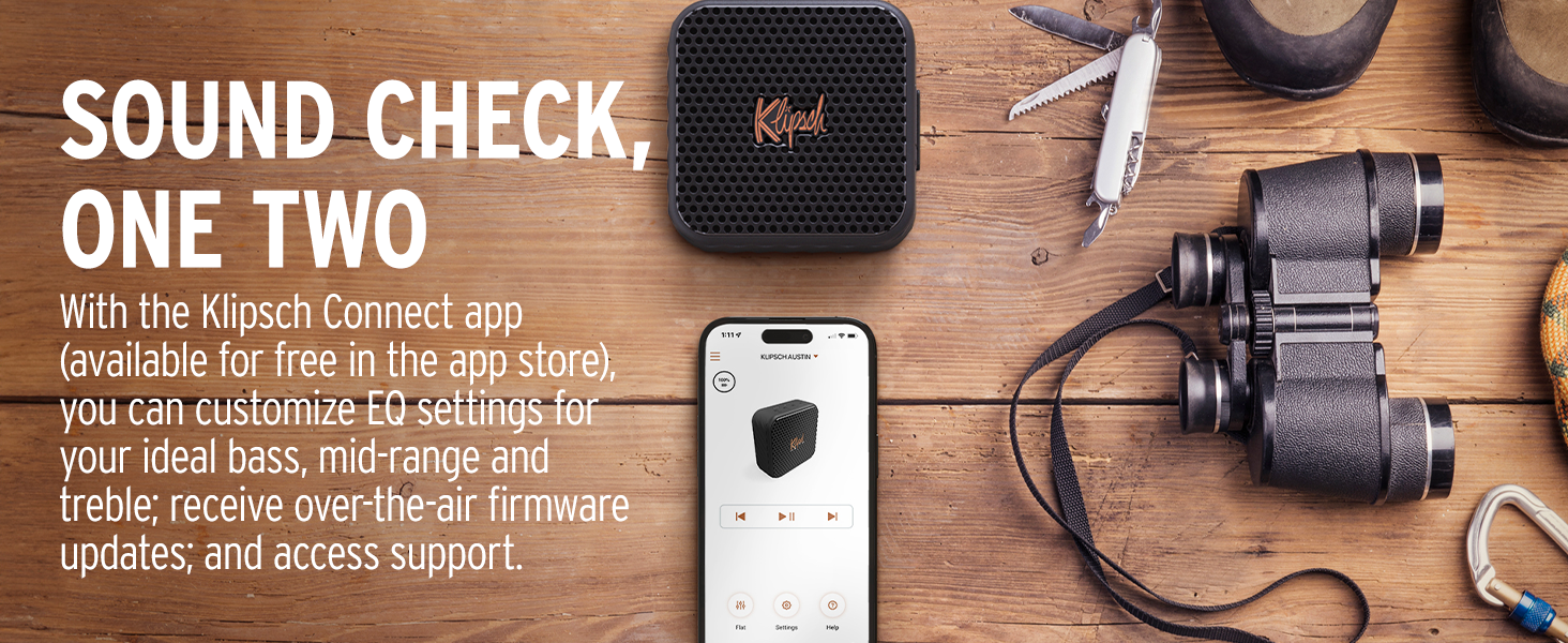 With the Klipsch Connect app you can customize EQ settings, update firmware and access support.