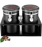 Yangbaga 304 Stainless Steel Coffee Containers with Shelf,2 x 66 FLOZ Coffee Bean Storage with Ai...