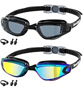 LEEIGGT 2 Pack Swim Goggles for Adults Men Women, Anti Fog & UV Protection Swimming Goggles, Adju...
