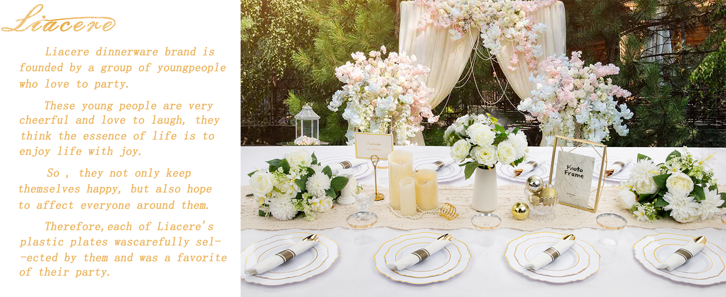 White and gold Plastic Plates